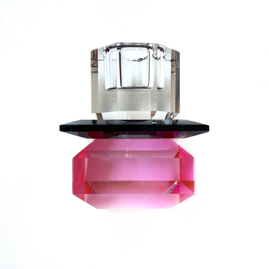 Krystal lysestage pink/sort/klar